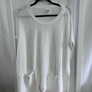 Planet white ribbed Pima cotton beach cover up one size fits most vacation